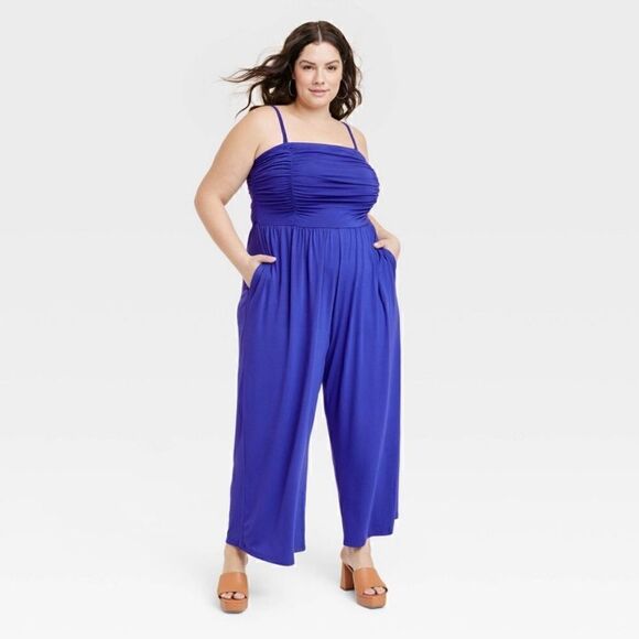 Ava & Viv Strapless Jumpsuit Royal Blue NWT Size 3X - Picture 1 of 11